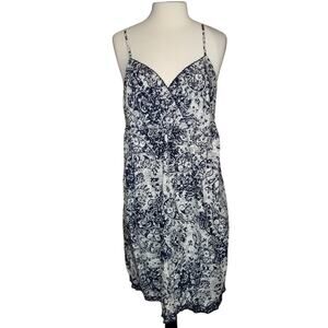 Lands' End Tank Midi Dress Navy White paisley print Dress